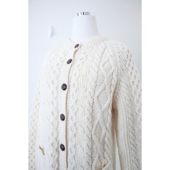 Vintage Handknit Cable Hand Knit Cardigan Sweater Carrick On Suir Ireland - Picture 6 of 14